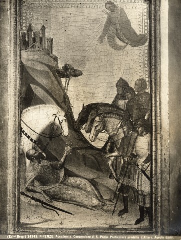 Brogi — Firenze. Accademia. Conversione di S. Paolo. Particolare predella d'Altare. Agnolo Gaddi — insieme